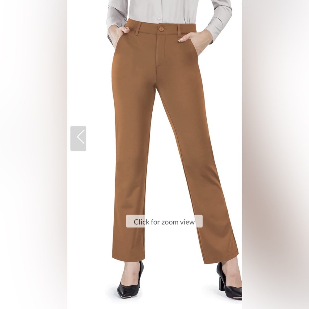 Bamans Women's Dress Pants Straight Leg Business Casual Stretch Pants Olivegreen